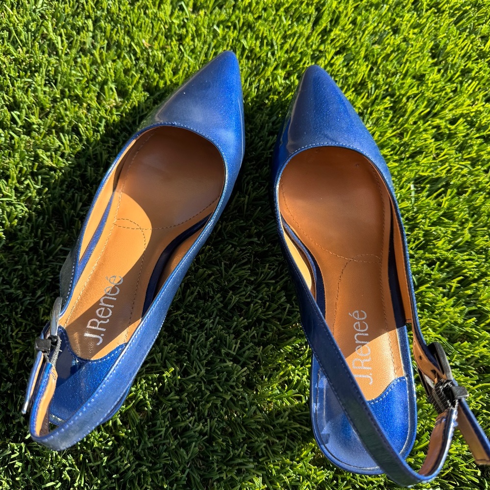 J. Renee Blue Patent Leather Slingback Heels – Size 9